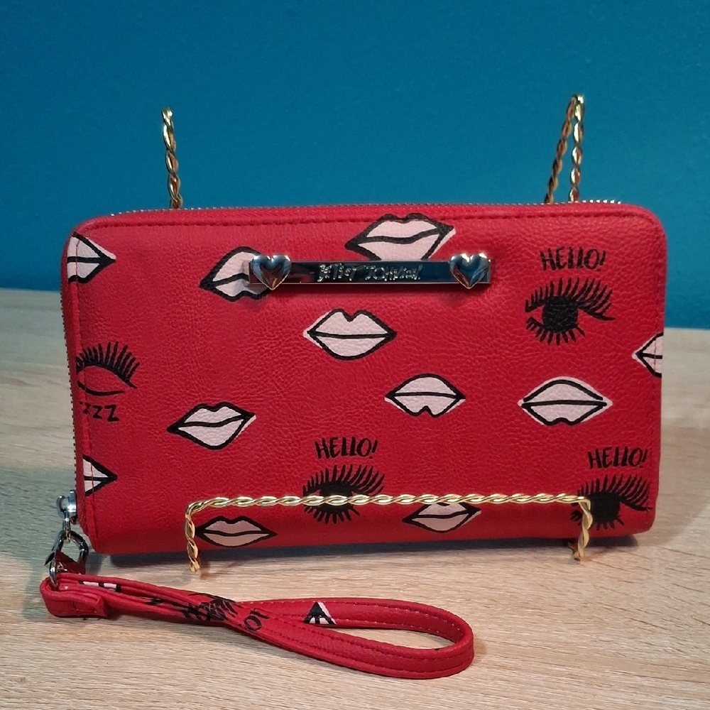 Betsey Johnson Red Lip and Eye Print Clutch